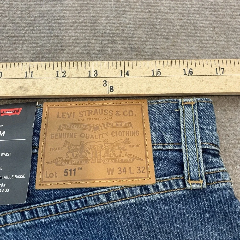 Levis 511 Jeans Mens 33x32 Irregular‎ Blue Skinny Straight Stretch Denim Medium